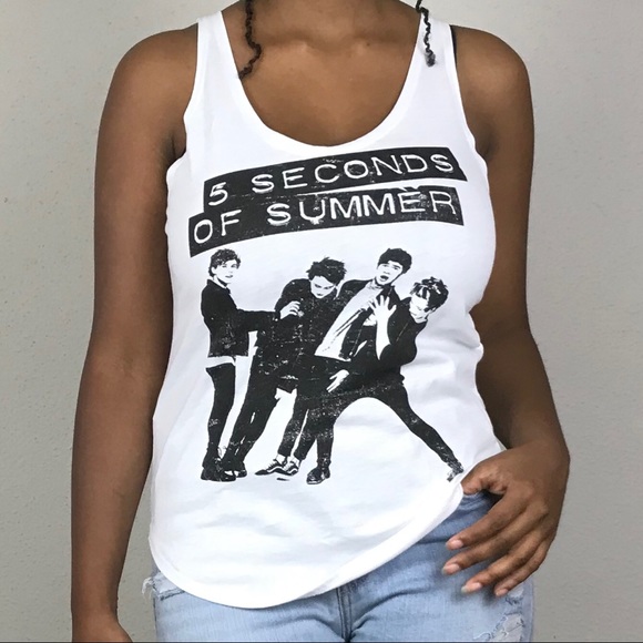 5 Seconds of summer white band tank top size Sm - Picture 3 of 7